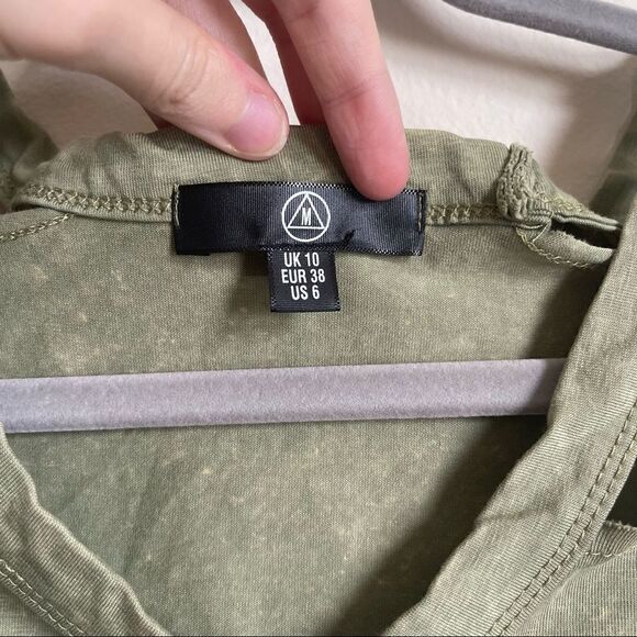 Missguided Green Acid Wash Cutout V Neck Bodysuit Size Medium - Picture 3 of 6